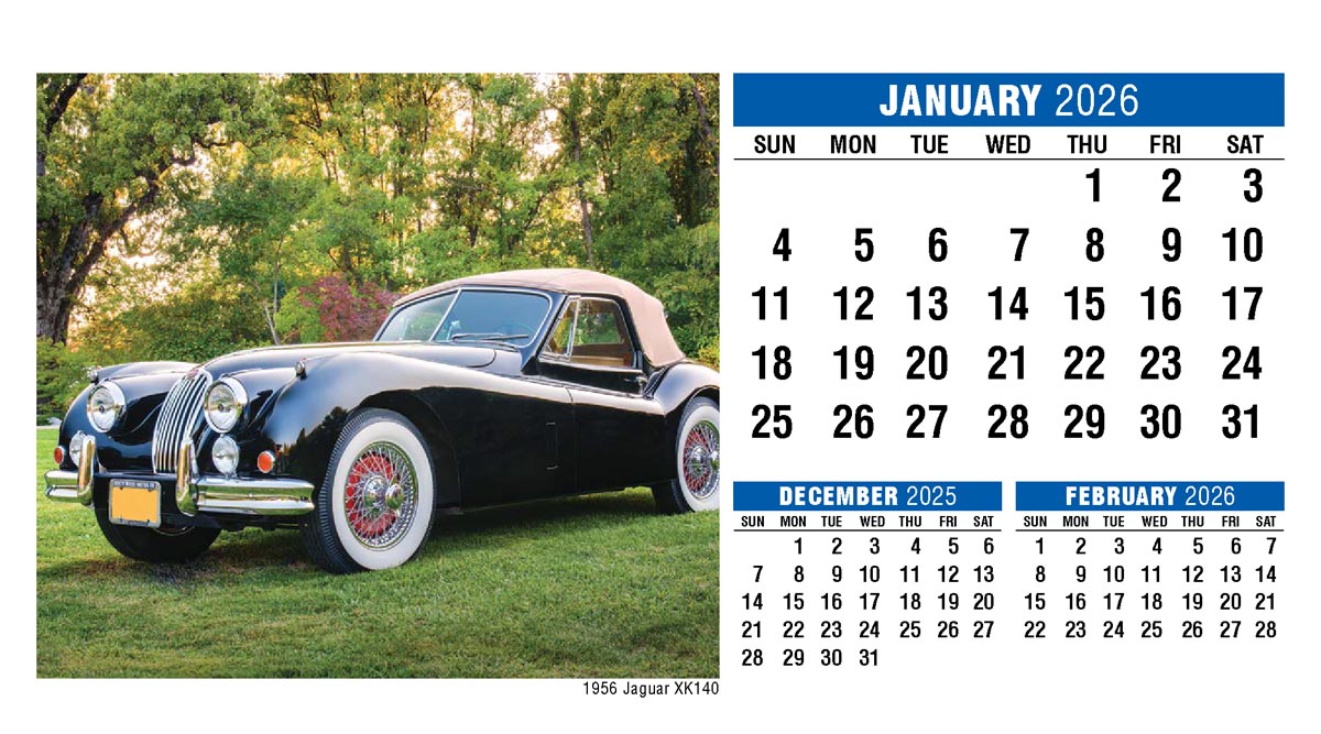 Galleria Classic Cars Promotional Desk Calendar- 2026